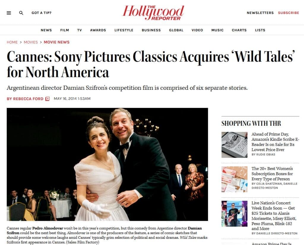 El exitoso film argentino Relatos Salvajes, del director Damián Szifron, destacado por The Hollywood