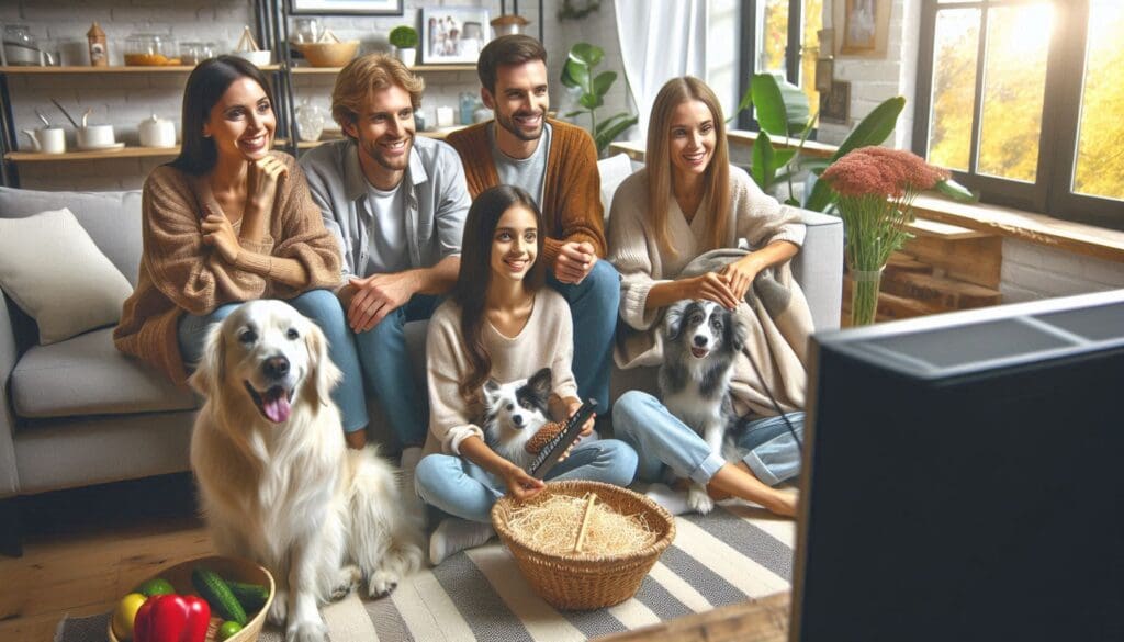 La familia entera frente a la tele abierta