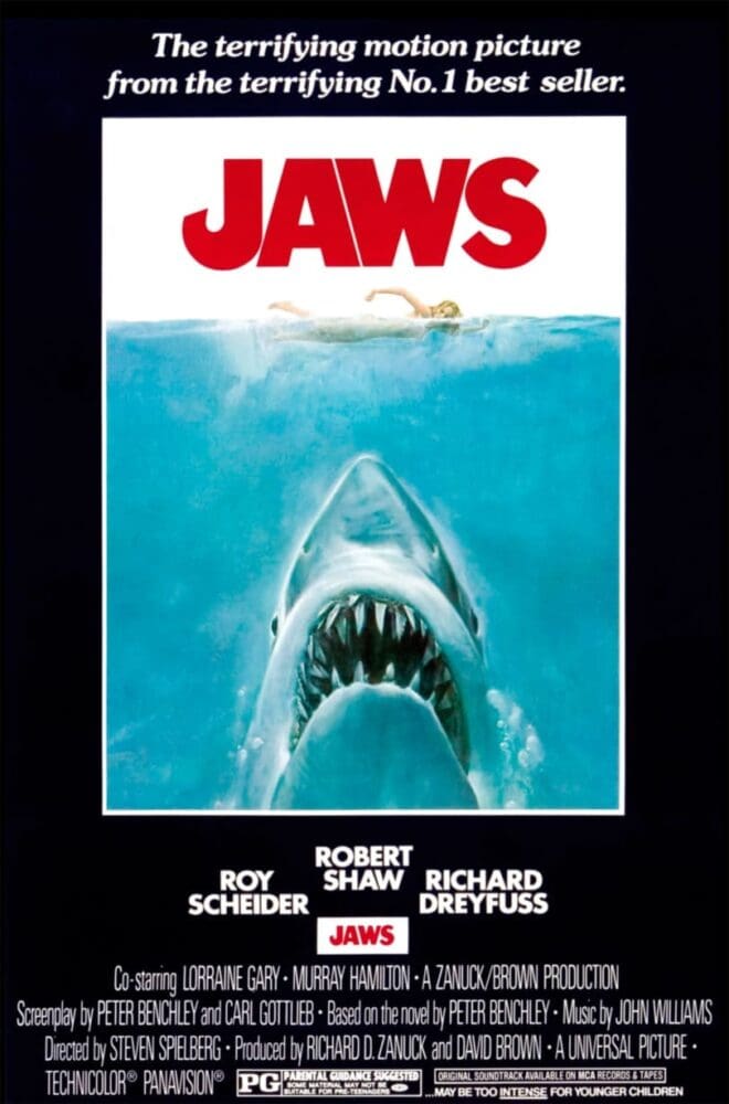 Jaws (Tiburón), poster del film de Steven Spíelberg